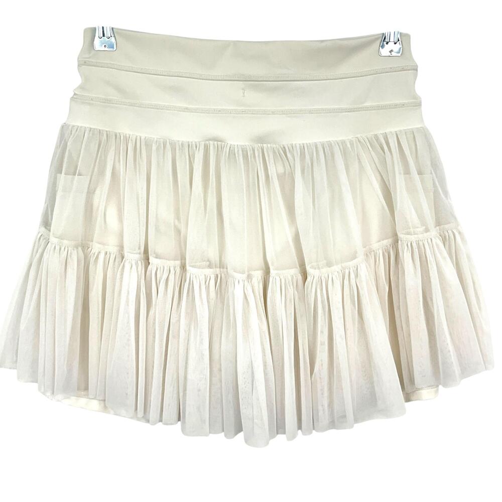 POPFLEX Pirouette Skirt Womens Large Off White Mesh Lined Drawstring Tennis - Picture 4 of 9
